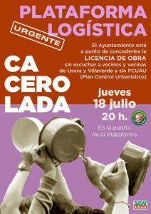 Lee más sobre el artículo Ruido de cazuelas para que el Ayuntamiento no conceda la licencia de obra de la Planta Logística de Villaverde (Madrid M-40 (PALM-40) hasta aclarar su plan de movilidad.