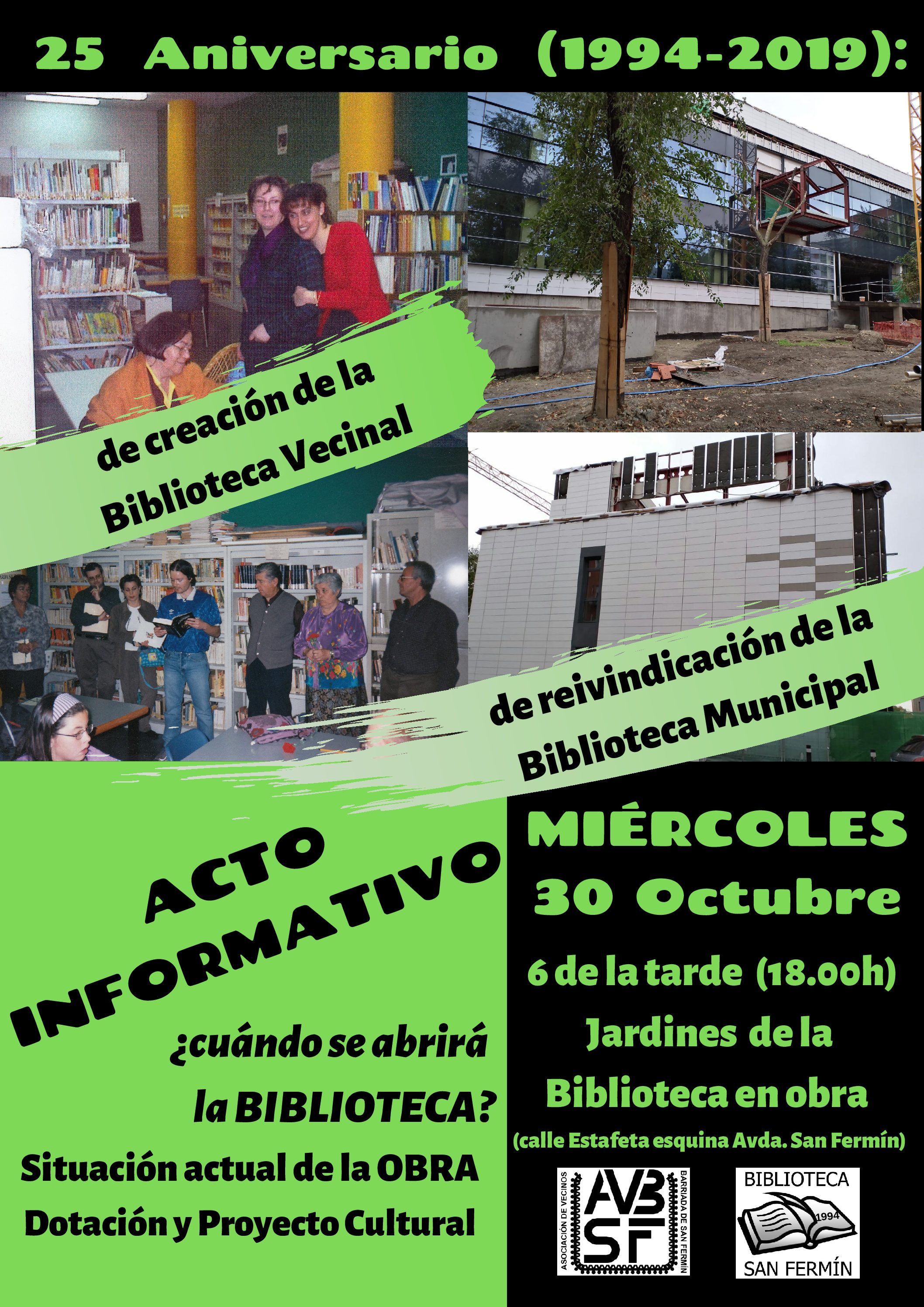 25 Aniversario (1994-2019) de la creación de la Biblioteca Vecinal y de la reivindicación de la Biblioteca Municipal.