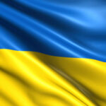 Ukrainian flag with fabric structure