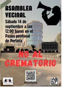 Lee más sobre el artículo ASAMBLEA VECINAL Sábado 14 de septiembre a las 12:00 horas en el Paseo peatonal de Periana. NO AL CREMATORIO