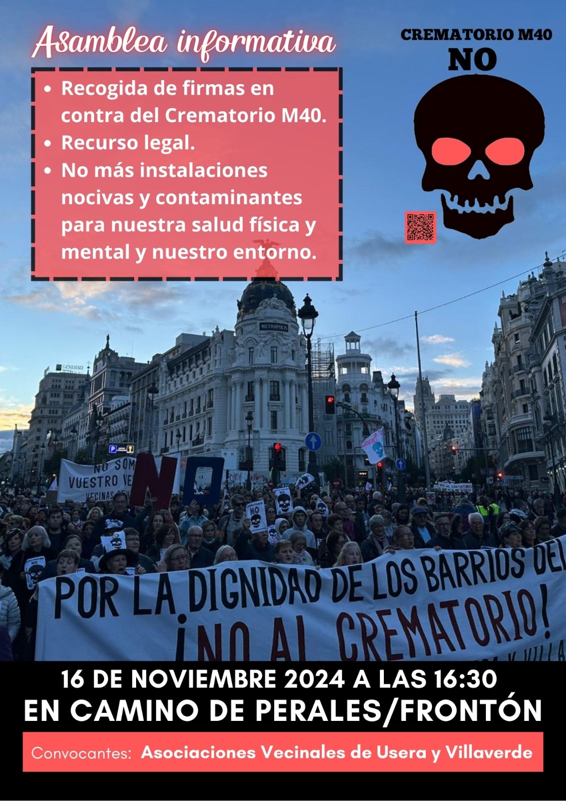 En este momento estás viendo Asamblea informativa: 16 de noviembre de 2024 para la recogida de firmas en contra del Crematorio M40